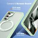 for Samsung Galaxy S25 Case with 360Rotatable Magnetic Ring Stand Compatible with Mag-Safe Military Protection Shockproof Matte Translucent Phone Cases for Samsung Galaxy S25,Green