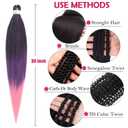 Pre-Stretched Braiding Hair, Ready to Use Synthetic Extensions for Easy Box Braids & Protective Styles, Tangle-Free Soft Texture, 3 Pack (95g/Bundle) 30 Inch - Ombre Purple & Pink Color (Also in More)