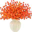 44PCS Artificial Fall Berry Stems Branches, 8.6 Inch Faux Orange Holly Fall Berry Picks and Sprays, Falls Floral Picks Ornaments for Autumn Thanksgiving Wreath Table Vase Centerpiece DIY Decorations