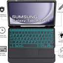 Trackpad Keyboard Case for Samsung Galaxy Tab A9 Plus/A9+ 11 Inch 5G 2023 SM-X210/X216/X218, 7-Color Backlit Slim Wireless Detachable Magnetic Keyboard for A9+ Tablet with S Pen Holder Black