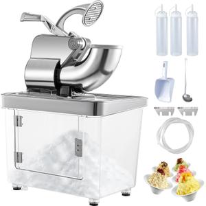 VEVOR 110V Commercial Ice Crusher 661LBS/H, ETL Approved 300W Electric Snow Cone Machine with Dual Blades, Stainless Steel Shaved Ice Machine with Safety On/Off Switch for Family, Restaurants, Bars (Sliver)