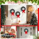24 Pack 9.5 Inch Christmas Tinsel Wreath with Red Velvet Bow Cabinet Bows Chair Wreaths for Windows Kitchen Home Decoration Holiday Crafting