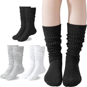 Slouch Socks Girls Scrunch Socks Kids Knee High Socks Soft Warm Stacked Boot Socks 2/3 Pairs