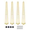 ManyiHome 40Inch Hairpin Table Legs Golden Set of 4 Desk Legs,1300lbs Load Capacity ， Rodsfor Coffee Table, Night Stand Desk Bench，Desk, Bench Desk Dining End Table Chairs