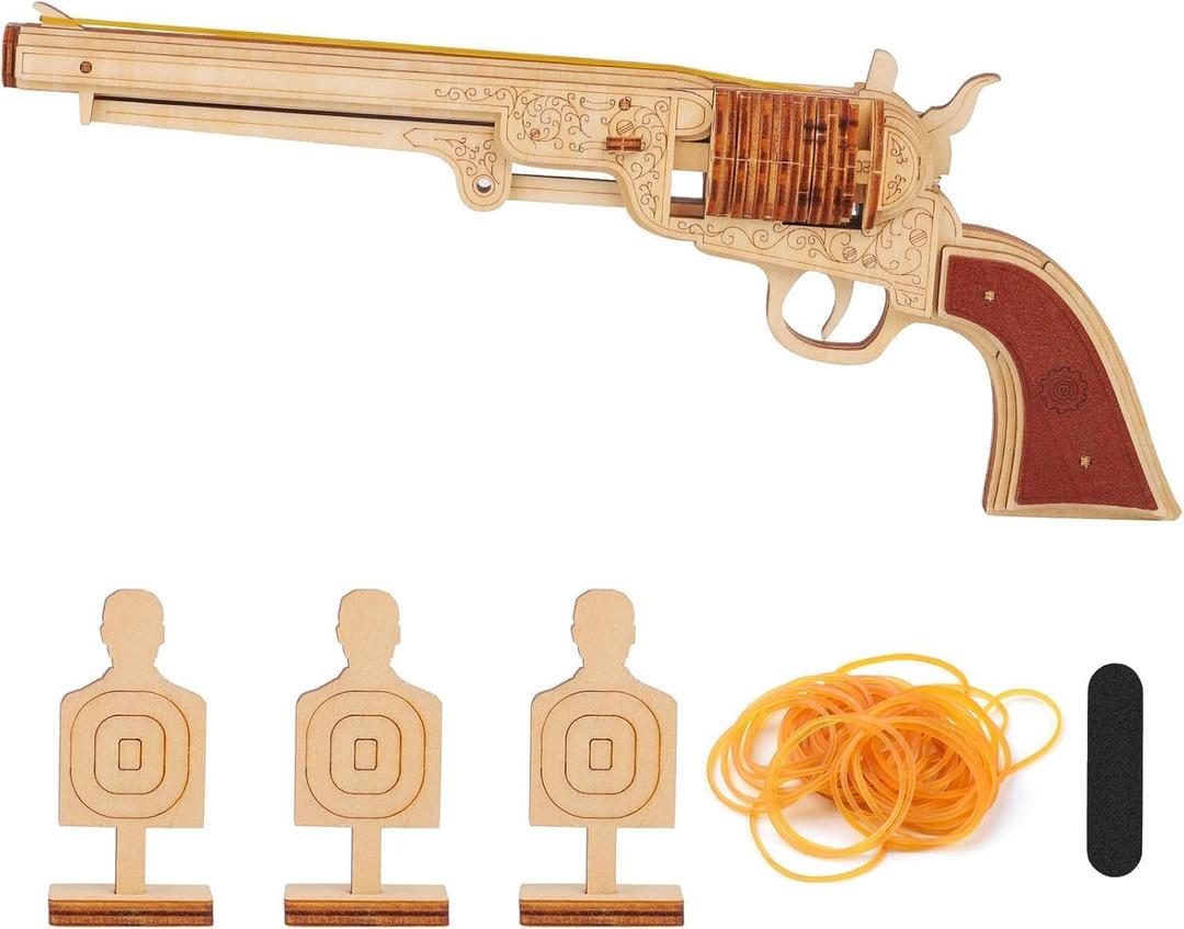 Cool Unique Gifts for Men, 3D Wooden Puzzles for Adults Colt Revolver Model 1851-3D Wooden Gun Puzzle Building Kit for Adults - Rubber Band Gun, Wood Toy Guns for Man Birthday Xmas Gift Idea