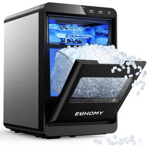 EUHOMY Nugget Ice Maker Countertop, 40Lbs/24H Pebble Ice Maker Machine, Self-Cleaning Countertop Sonic Ice Makers with Ice Scoop & Basket, Pellet Ice Maker Machine for Home/Kitchen/Office (Black)