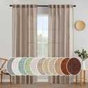 MIULEE Taupe Linen Curtains 84 Inch Length 2 Panels for Bedroom Living Room, Soft Thick Linen Textured Natural Window Drapes Semi Sheer Light Filtering Back Tab Rod Pocket Burlap Look Decor