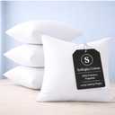 Softopia Cotton Throw Pillow Inserts (Pack of 4, 12"x12", Polyester) - Small Square Cushion Stuffers, Soft Decorative Pillow Forms, Perfect for Accent Chairs, Travel, Sofa, Couch, Living Room, White