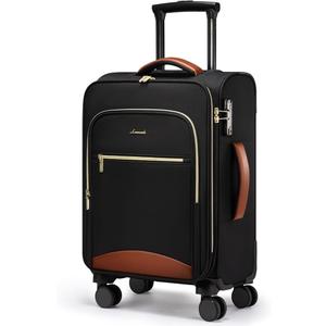LOVEVOOK Carry On Luggage 22x14x9 Airline Approved, 20 Inch Softside Suitcases with Wheels, Lightweight Spinner Carry on Suitcase with TSA Lock, Water-Resistant Large Capacity Luggage for Travel