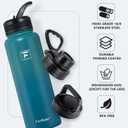 Fanhaw 40 oz Insulated Water Bottle Stainless Steel Flask with 3 Lids (Straw, Spout, Carabiner) | Durable, Leakproof, for Hiking, Camping, Outdoor Adventures & Travel (Green Blue)
