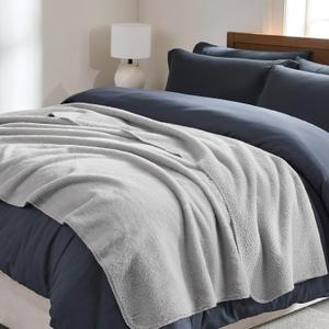 WDCOZY Grey Faux Rabbit Fur Throw Blanket, Gray Soft Fluffy Fuzzy Throw for Couch Sofa Bed Chair, Cozy Decorative Blanket, Thick and Warm, Winter Living Room Decor, Small 50x60 inches