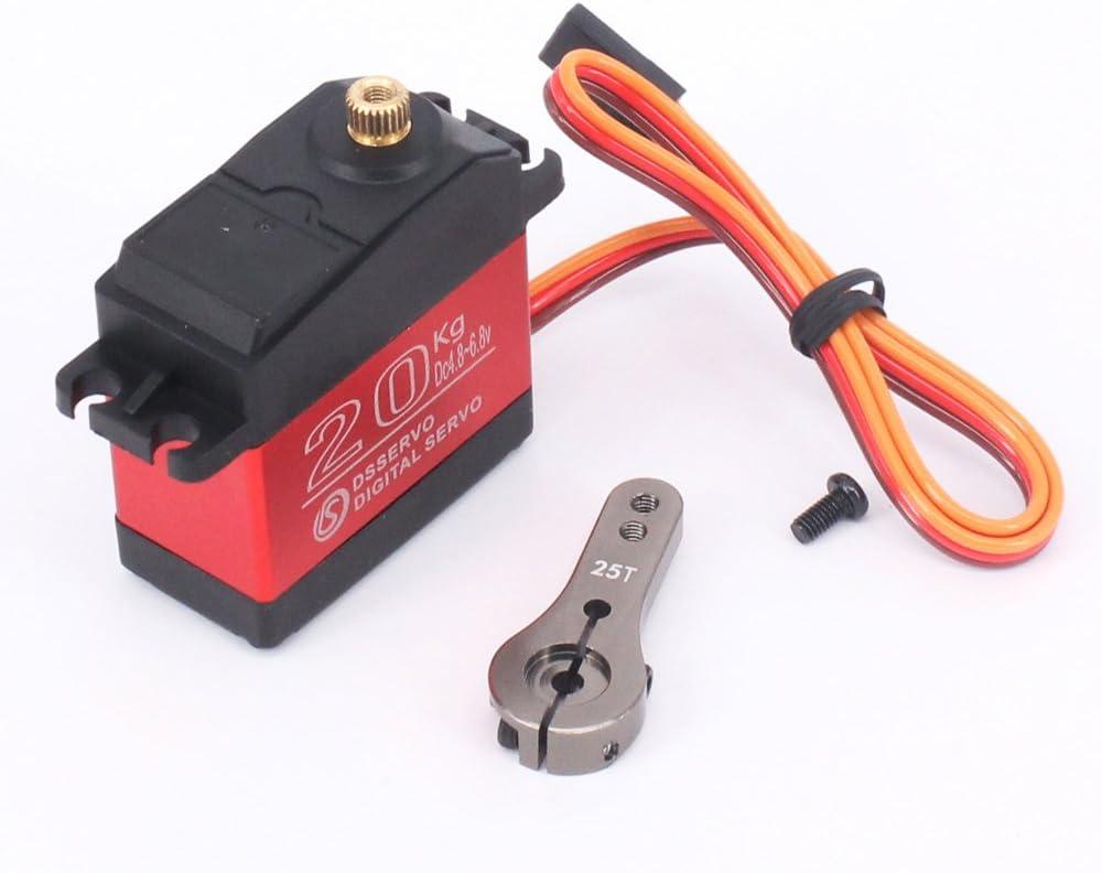 ZOSKAY Servo High Torque Metal Gear Standard Digital Servo 25KG/0.13S 6.8V for 1/8 1/10 RC Cars (20kg Control Angle 180)