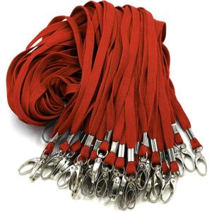 Bird Fiy Black Lanyard 100 Pack Bulk Lanyards for Id Badges Holders Each Lanyard 17 Inch with 360 Swivel Hook (Red)