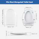 Universal Elongated Toilet Seat with Softclose Cover, One-Click to Quick Release, Compatible with TOTO/Gerber/Kohler Oval Toilet Seats, 2-Pack Toilet Bolts and Nuts, Non-Slip Toilet Bumpers, White