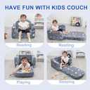 Airpanda Comfy Toddler Couch and Chair for Kids with Blanket, 2-in-1 Soft Plush Fold Out Kids Sofa Chairs for Girls and Boys, Convertible Sofa to Lounger for Playroom, Glowing Starry Sky
