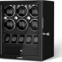 DUKWIN Watch Winder for 4/6/8 Automatic Watches, Lockable Winders with Watch Holders and Jewelry Storage, Super Quiet Motor with High-Gloss Finish, Built-in Illumination
