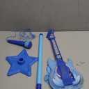 TAKIHON Guitar and Microphone Set for Kids,Guitar Toys with Music&Colorful Light,Adjustable Height Microphone with Stand,Karaoke Toys Gift for Boy,Girls,Toddlers(Blue)-Upgraded