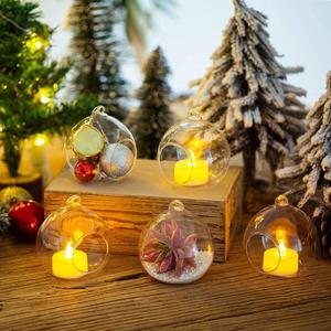 Sziqiqi 3.15" Glass Globes Hanging Tea Light Holder Terrarium Container Wedding Centerpiece Backyard Decoration Christmas Ornaments 6 pcs