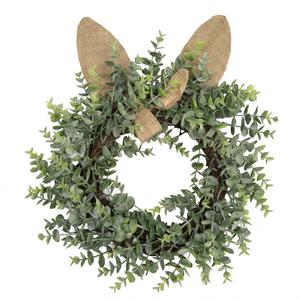 Easter Bunny Wreath Artificial Flower Wreath Front Door Hanging Garland Spring Hanging Pendant for Easter Spring Party Home Decor