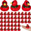 DEEKIN 24 Pcs Christmas Cardinal with Wreath Rubber Ducks 2 Inch Christmas Themed Rubber Ducks for Holiday Party Favors Seasonal Events Award Gifts