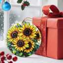 3 x Christmas Ornaments, Dodosky 2.8in Ceramic Sunflower Ornament, Xmas Decor, Christmas Tree Ornaments, Xmas Decorations for Tree, Holiday Ornament, Gift Ideas, Sunflower Gifts for Women, Friend