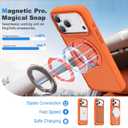 XIQI Compatible with iPhone 17 Pro Case 6.3'' with Magnetic 360 Rotatable Ring Stand & AI Camera Control Button[Compatible with Mag-Safe] Translucent Matte Phone Cover for Men Wowen,Orange