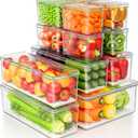 13 Pack Fridge Organizers Bins and Storage, PBA Free Refrigerator Organizer with Lids, Stackable Food Storage Bins for Kitchen, Countertops, Cabinets, Fridge, Drinks, Fruits, Vegetable