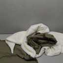 Savori Two Pillows Case One White 25x25 Inches And Moss Green 19x19 Inches
