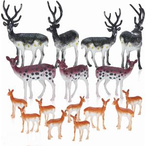 ONEST 90 Pieces Deer Figurines Realistic Deers Family Figurine Forest Animals Figures Miniature Woodland Creatures Figures Mini Deer Figurines Cake Toppers for Birthday Wedding Party
