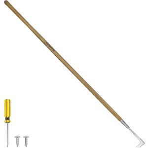 Haliaeetus Long Handle Crack Weeder Tool, 62'' L-Shape Stainless Steel Crevice Weeding Tool, Comfortable Wood Handle Paver Weeder, Sidewalk Weed Removal Tool for Driveway, Bricked Patio,Terrace Paving