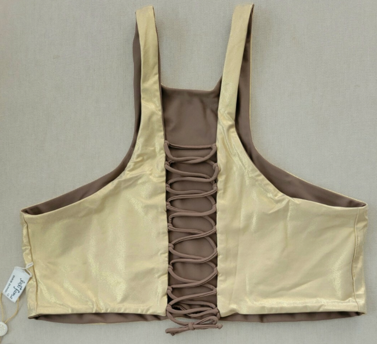 Luli Fama Reversible High Neck Top (XL, Sand)