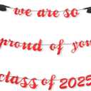 3pcs 2025 Graduation Banner, Glitter Graduation Decorations We Are So Proud of You Class of 2025 Congrats Grad Sign Garland Backdrop for High School College Party Supplies (Red)
