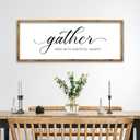 ZZJJHYWGQ Gather Here With Grateful Hearts Sign Rustic Farmhouse Wall Art 32"12" For Dining Room kitchen Family Gathering Thanksgiving Decor Minimalist Large Wooden Framed Hanging Art (Wood)