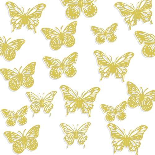 SHENGSEN 3D Butterfly Wall Decor - 72 PCS,Gold Butterfly Decorations for Birthday Cake,Wall Room Decor（4 Styles 3 Size), Pack of 2