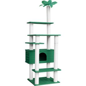 74 Inches Tall Outdoor Weatherproof Cat Tower, Multi-Level Cat Tree, Large Cat Condo with PVC Board and Cat Scratching Posts, for Outside and Indoor Cat Houses