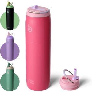 BOTTLE BOTTLE Stainless Steel Water Bottle with Straw Lid and Handle 32 oz Insulated Cup for Sports Travel Gym Hiking Leak-Proof Wide Mouth Water Bottles for Men and Women Pink Sunset
