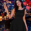 YMDUCH Women's Summer Sleeveless Crew Neck Backless A-line Mini Party Prom Dress (Black, M)