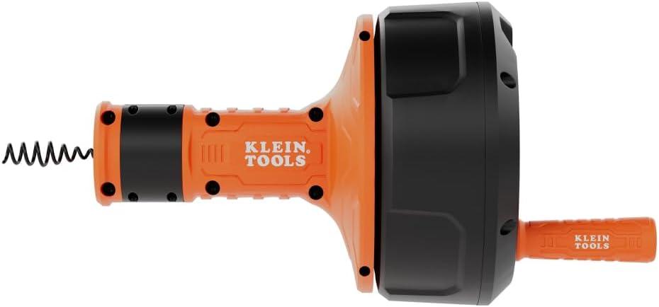 Klein Tools 53016 25-Foot Auto-Feed Drain Auger, Drum Auger, Snake Plumbing Tool, Drain Snake, Cleaner Tool, Tri-Roller System, Power Drill Compatible