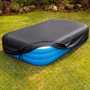 Tigeen Rectangular Pool Cover for Inflatable Pool, Waterproof Dust Cover with Built in Elastic & Extra Buckle Heavy Duty Protection for Outdoor (90" X 60" X 21",Black)
