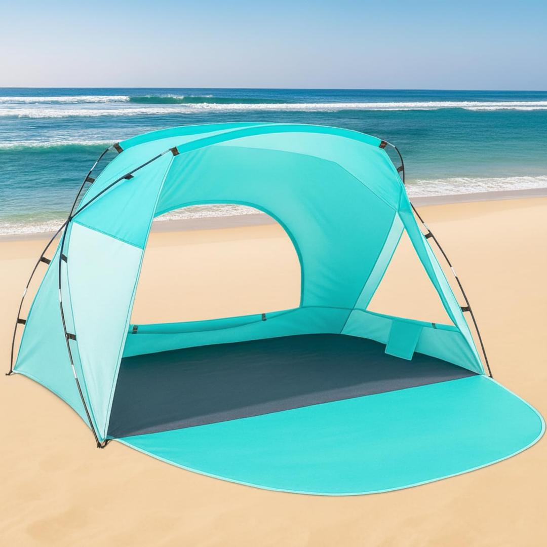 Beach Tent, Portable Sun Shelter for 3 Person with UPF 50+ UV Protection, Easy Setup Waterproof Beach Shade Canopy Cabana for Family Outdoor and Picnics, Fishing with Carrying Bag