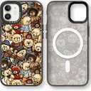 Magnetic for iPhone 11 Magsafe Case Cute Aesthetic - Durable Fashion Funny Phone Case - Girly Bear Pattern Print Cover Design for Woman Girl 6.1 inches Black