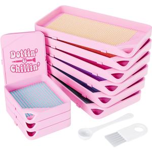 ARTDOT 10-Piece Interlocking Diamond Art Trays Kits for Adults, Stackable Diamond Painting Accessories and Tools (Pink)