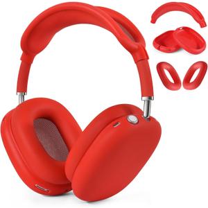 Case for Airpods Max Headphones, Ear Pad Cases Cover/Ear Cups Cover/Headband Cover for AirPods Max (USB-C/Lightning)(2024/2020), Silicone for Airpod Max, Accessories Cass(Red)