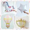 Rocking Horse Gender Reveal Decorations 146pcs Pink & Blue Balloon Garland Arch Kit with Horse Crown Hot Air Balloon Foil Balloons for Boy or Girl Gender Reveal Baby Shower Birthday Party Decor