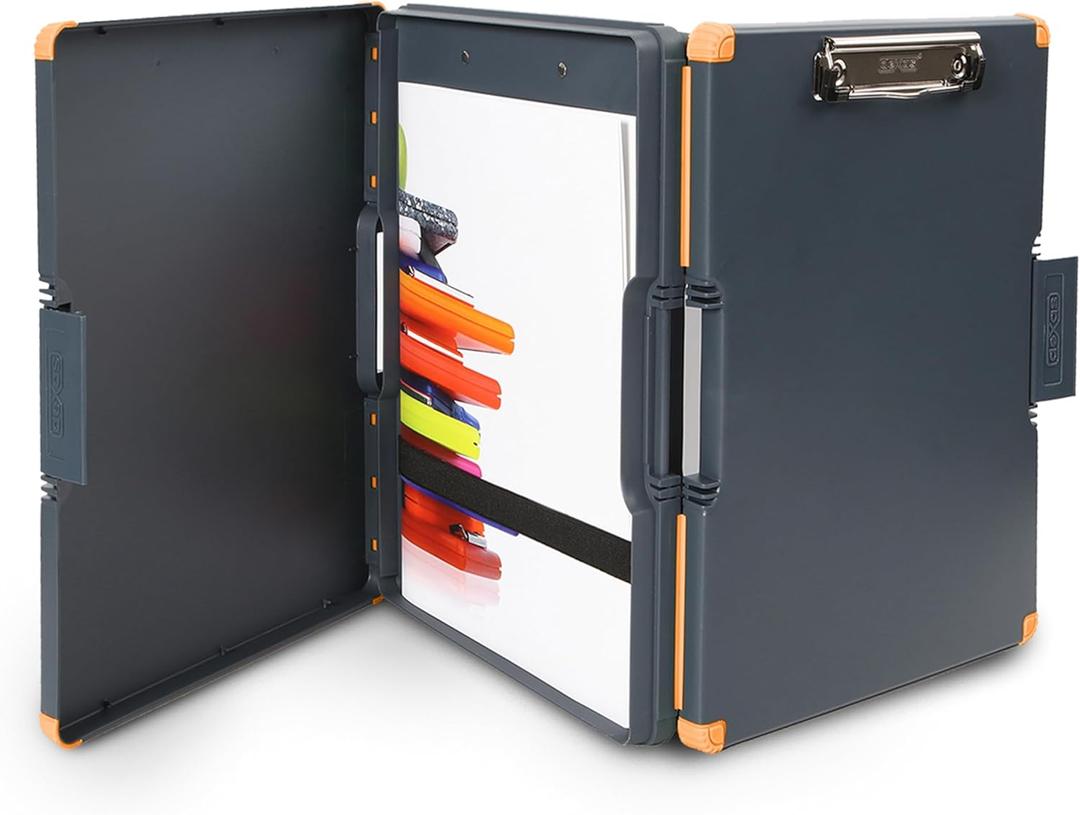 Dexas Duo Clipcase, Double Sided Clipboard Design, Portable Clipboards 13”x10” Gray/Orange, Combine Style and Functionality Office Supplies for Nursing, School, Work, Trades, Home Office