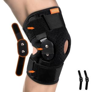 Hinged Knee Brace, Adjustable Knee Support Wrap for Men&Women, Pain Relief Swelling and Inflammation, Patellar Tendon Support Sleeve for Helping Relieve Strains, Sprains, ACL and MCL Injuries (Medium, BLACK)
