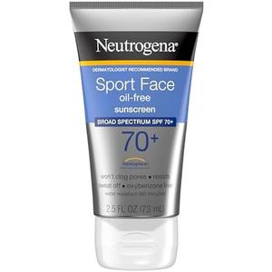 Neutrogena Sport Face Sunscreen SPF 70+, Oil-Free, 2.5 fl oz, Sweat & Water-Resistant, Broad-Spectrum UVA/UVB, Nourish & Restore Skin Balance, Oxybenzone Free Sunscreen For Face