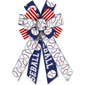 On-Airstore Large Baseball Decor with Burlap Boves in Blue, White, Red Stripe for Sports Events & Indoor/Outdoor Decoration