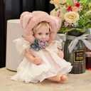 Reborn Baby Doll 12 Inch Full Vinyl Body Realistic Girl with Pink Fox Hat & Hand-Painted Details Cute Animal Doll Gift for Kids