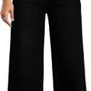 Straight Leg Jeans for Women High Waisted Wide Leg Denim Pants (Black, L)